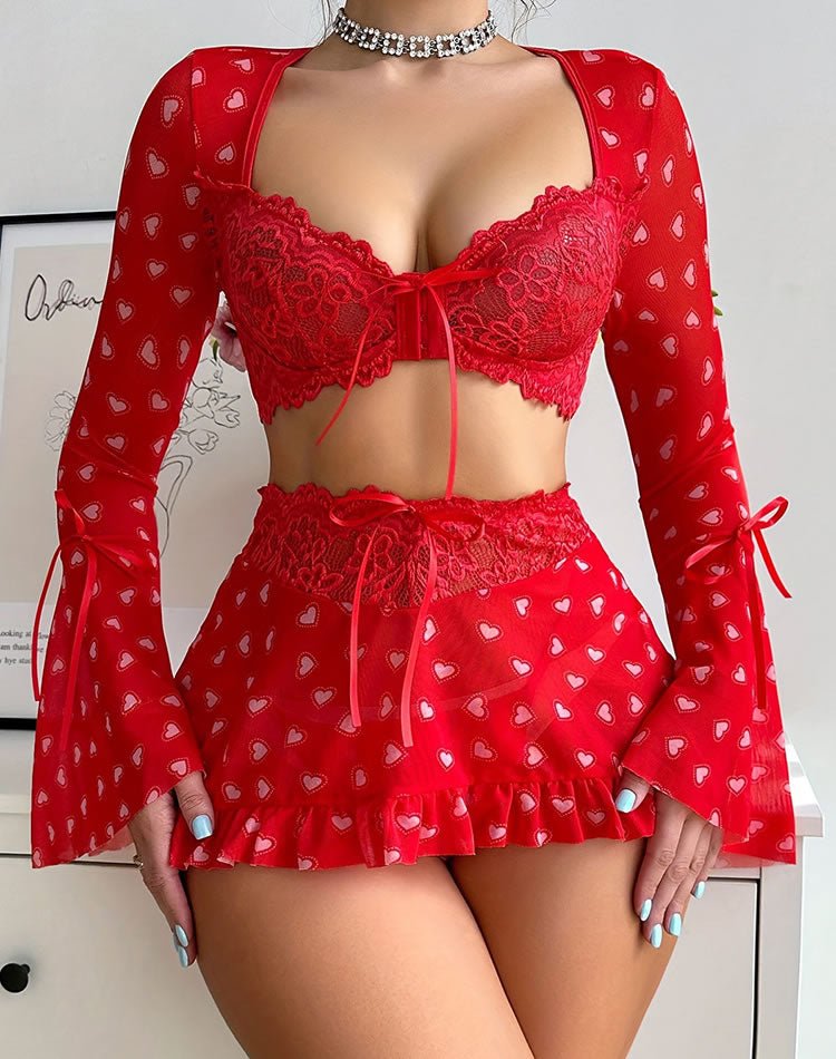 Feminine Allure Bra and Skirt Set - Late Night Lingerie