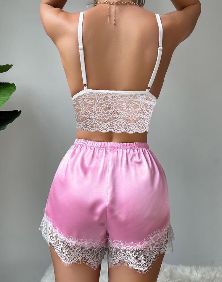 Flirty Satin And Lace Short Set - Late Night Lingerie