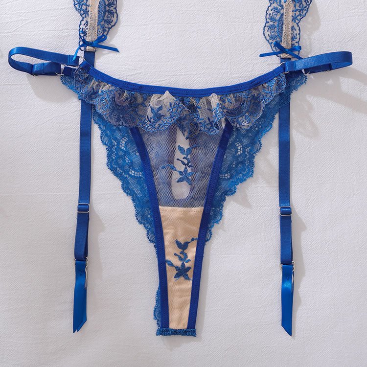 Floral Embroidered Bustier Chemises with Garter Straps - Late Night Lingerie