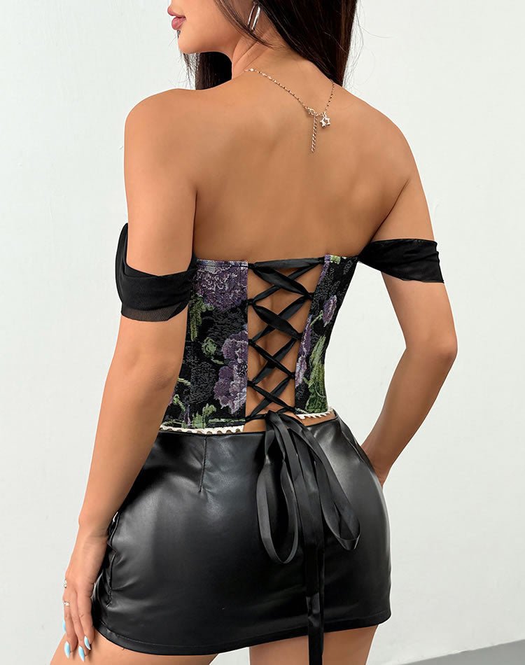 Floral Off-the-Shoulder Corset Top - Late Night Lingerie