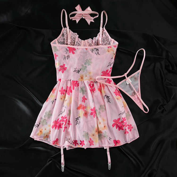 Romantic Floral Lace Babydoll Set