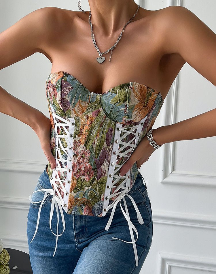 Garden-Inspired Lace-Up Bustier - Late Night Lingerie