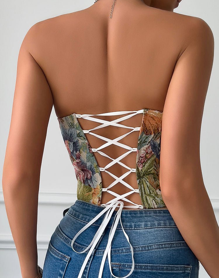 Garden-Inspired Lace-Up Bustier - Late Night Lingerie