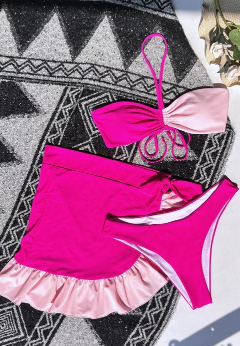 Girls Drawstring Bikini Swimsuit With Beach Skirt - Late Night Lingerie