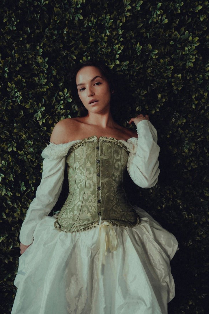 Green Victorian Jacquard Tapestry Corset Bustier - Late Night Lingerie