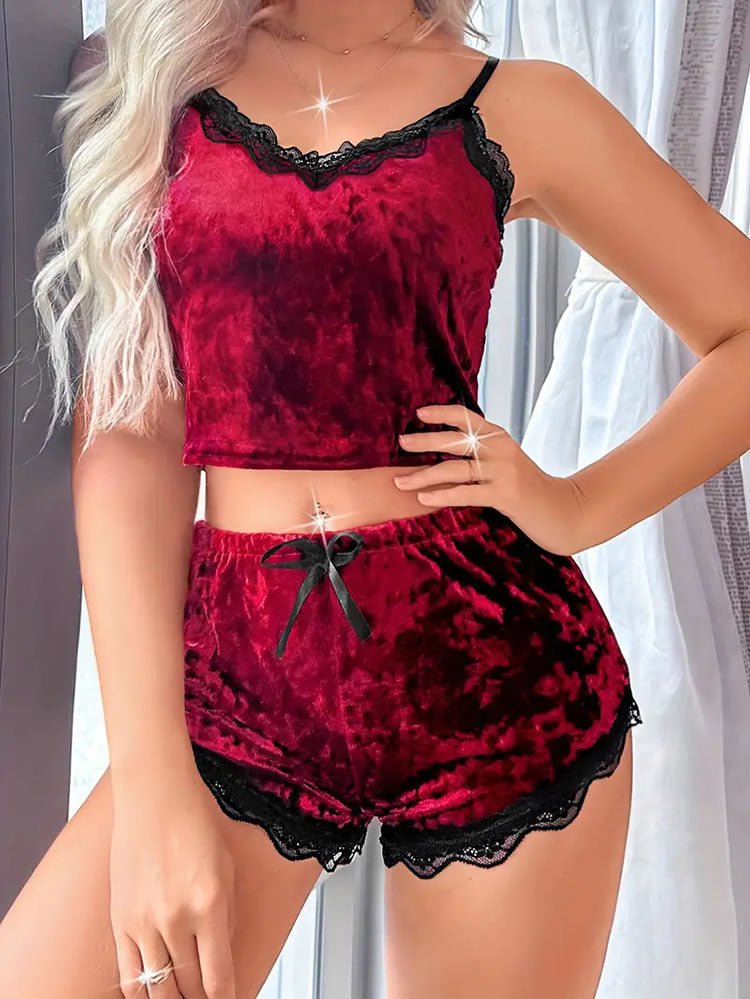 Holiday Vixen velvet Pajama Set - Late Night Lingerie