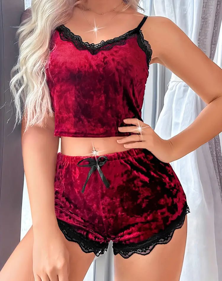 Holiday Vixen velvet Pajama Set - Late Night Lingerie