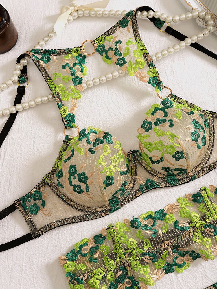Just A Taste Embroidered Bra Set - Late Night Lingerie