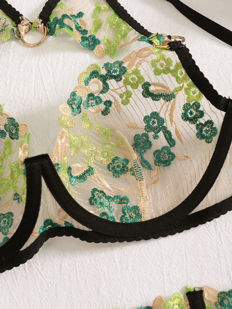 Just A Taste Embroidered Bra Set - Late Night Lingerie