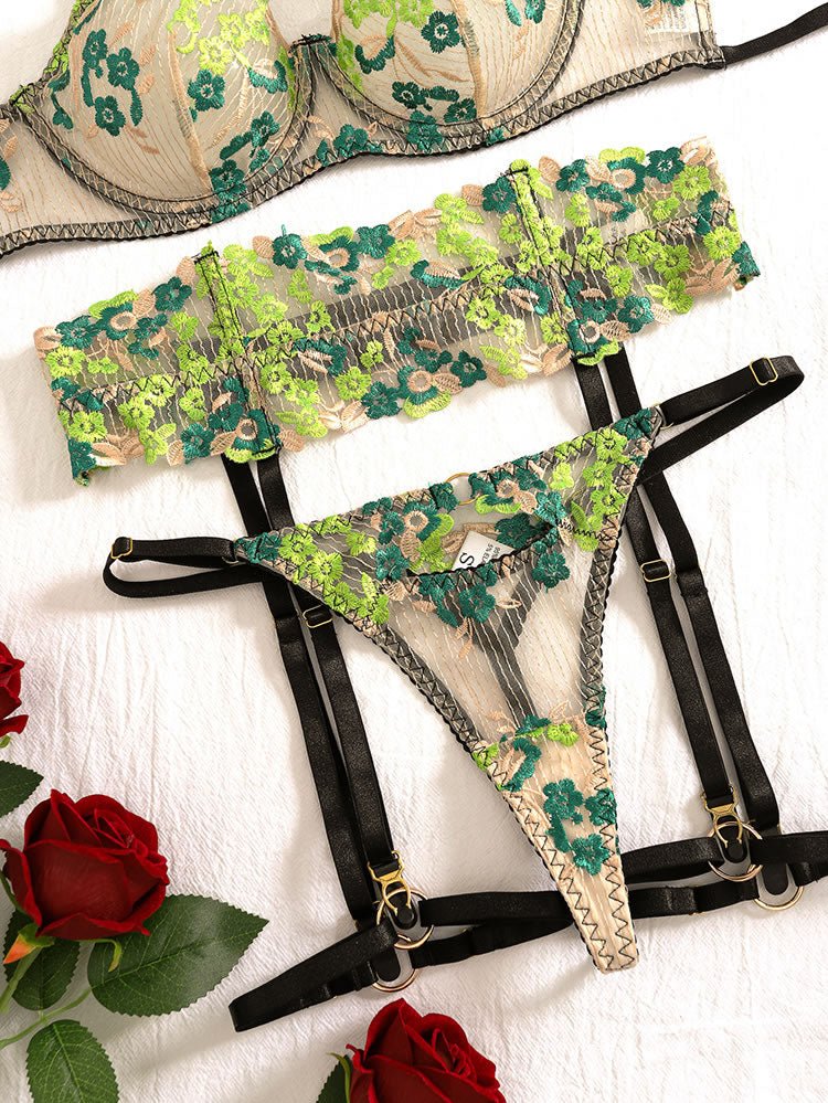 Just A Taste Embroidered Bra Set - Late Night Lingerie