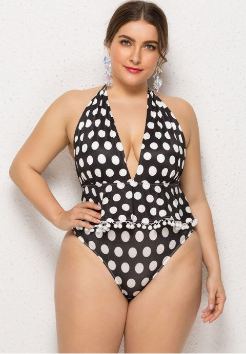 Plus Size Polka Dot One Piece Swimsuit