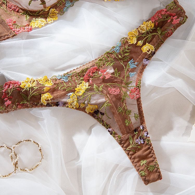 Ladies' Floral Embroidery Sheer Mesh Sexy Lingerie - Late Night Lingerie