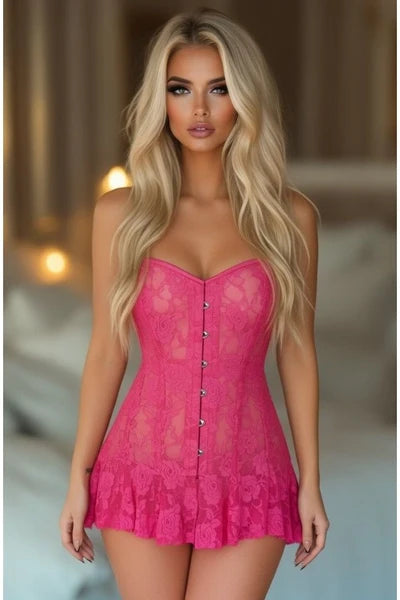 Lavish Lt Sheer Lace Corset Dress