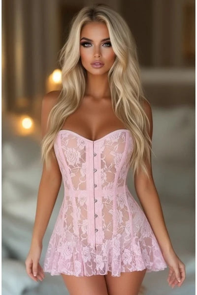 Lavish Lt Sheer Lace Corset Dress