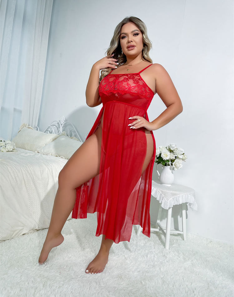 Plus Size Seductive Lace Maxi Dress