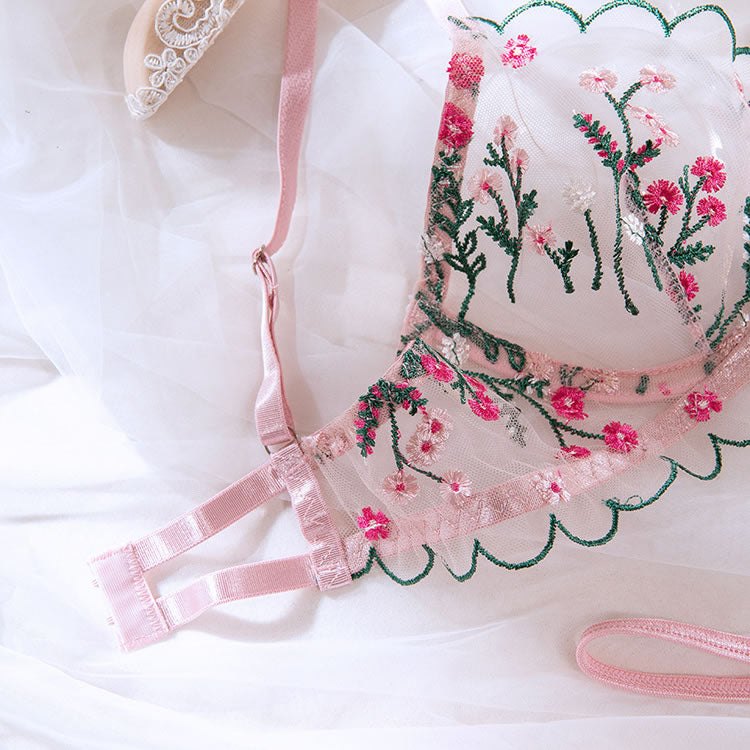 Embroidered Spring Bra Set