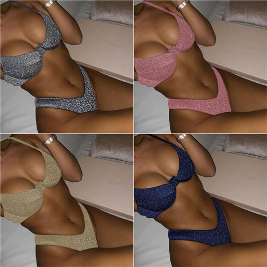 Metallic Underwire Bikini Swimsuit - Late Night Lingerie