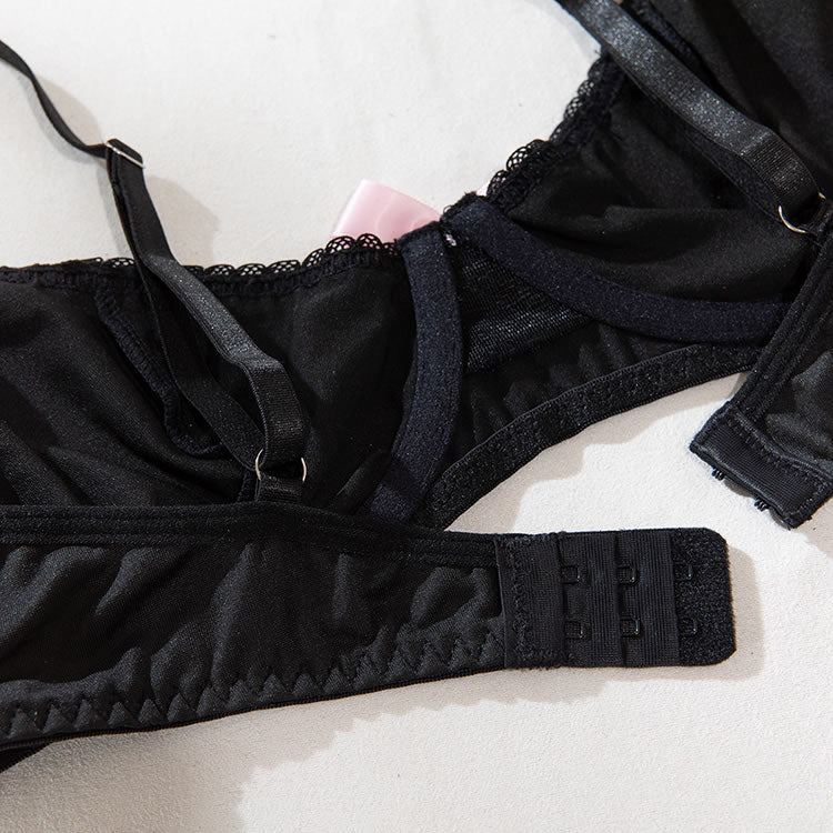 Midnight Ecstasy Gartered Bra Set - Late Night Lingerie