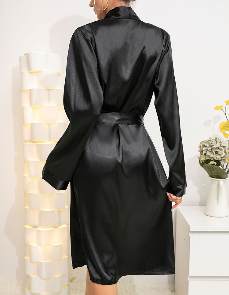 Midnight Satin Robe - Late Night Lingerie