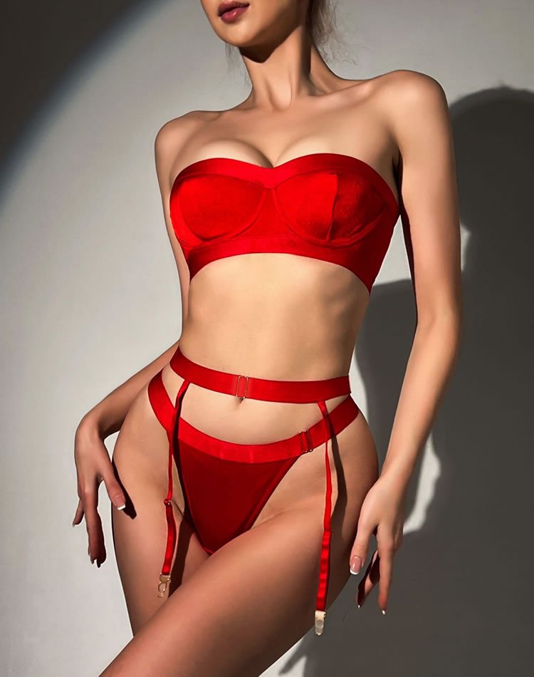 Never Ever 3 Piece Garter Set - Late Night Lingerie