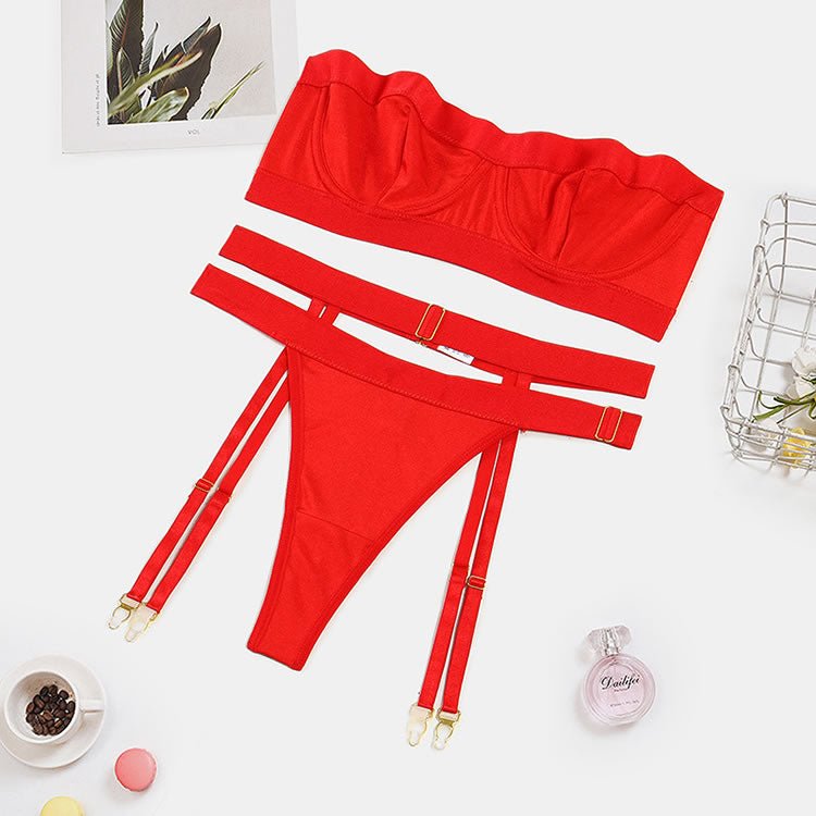 Never Ever 3 Piece Garter Set - Late Night Lingerie
