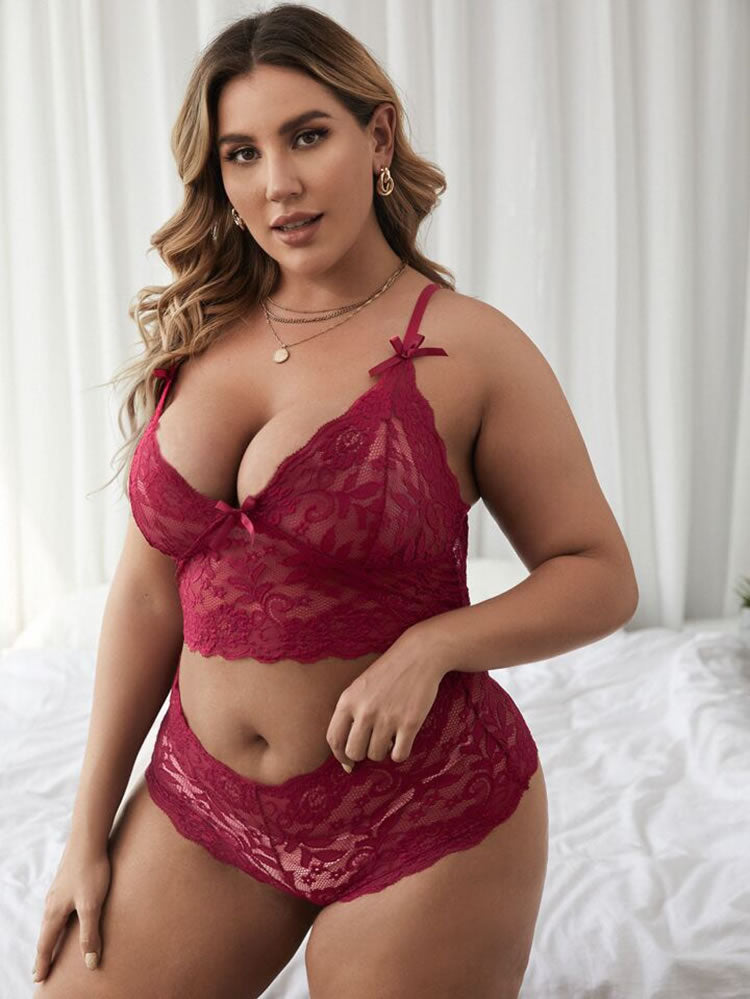 Plus Size Lacy Romance Bra Set