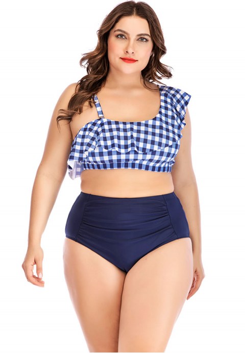 Plus Size Pleated Bikini Set