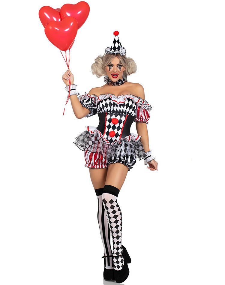 Off-the-Shoulder Clown Costume with Ruffles - Late Night Lingerie