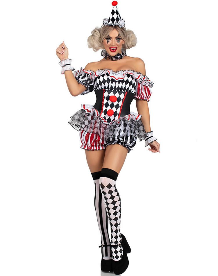 Off-the-Shoulder Clown Costume with Ruffles - Late Night Lingerie