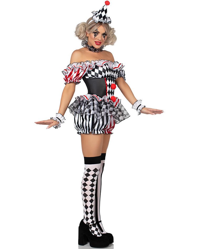 Off-the-Shoulder Clown Costume with Ruffles - Late Night Lingerie