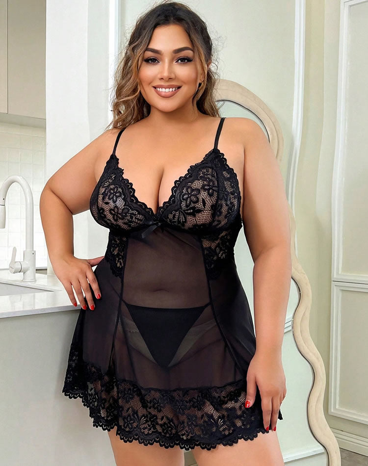 Plus Size Treated Me Better Lace Babydoll