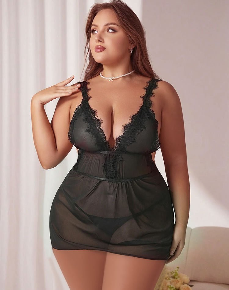 Plus Size Alluring Danger Babydoll Set - Late Night Lingerie