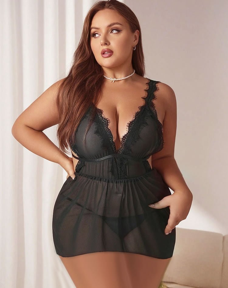 Plus Size Alluring Danger Babydoll Set - Late Night Lingerie