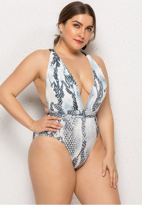 Plus Size Animal Print One Piece Swimsuit - Late Night Lingerie