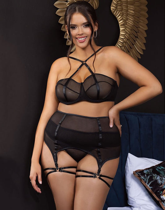 Plus Size Be Your Favorite Mesh 3 Piece Set - Late Night Lingerie