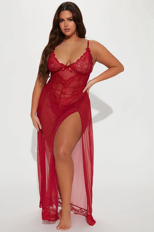 Plus Size Best You Ever Had Lace Sleep Gown - Late Night Lingerie