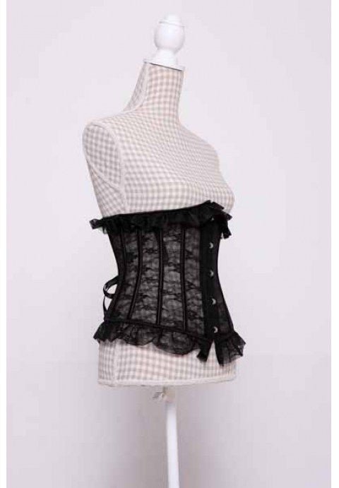 Plus Size Black Sheer Lace Underbust Corset - Late Night Lingerie