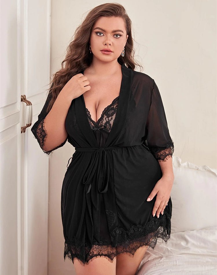 Plus Size Bring Your Passion Lace Robe - Late Night Lingerie