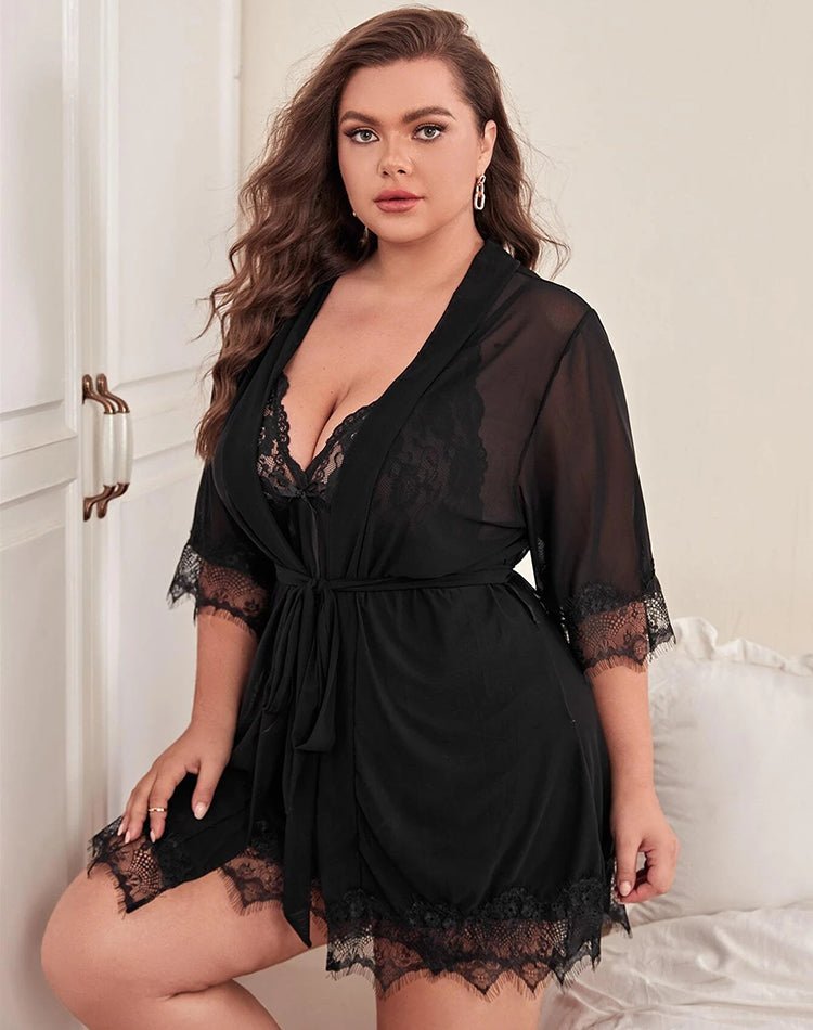 Plus Size Bring Your Passion Lace Robe - Late Night Lingerie
