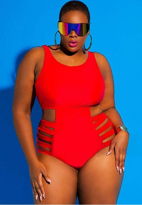Plus Size Cutout Strappy One Piece Swimsuit - Late Night Lingerie