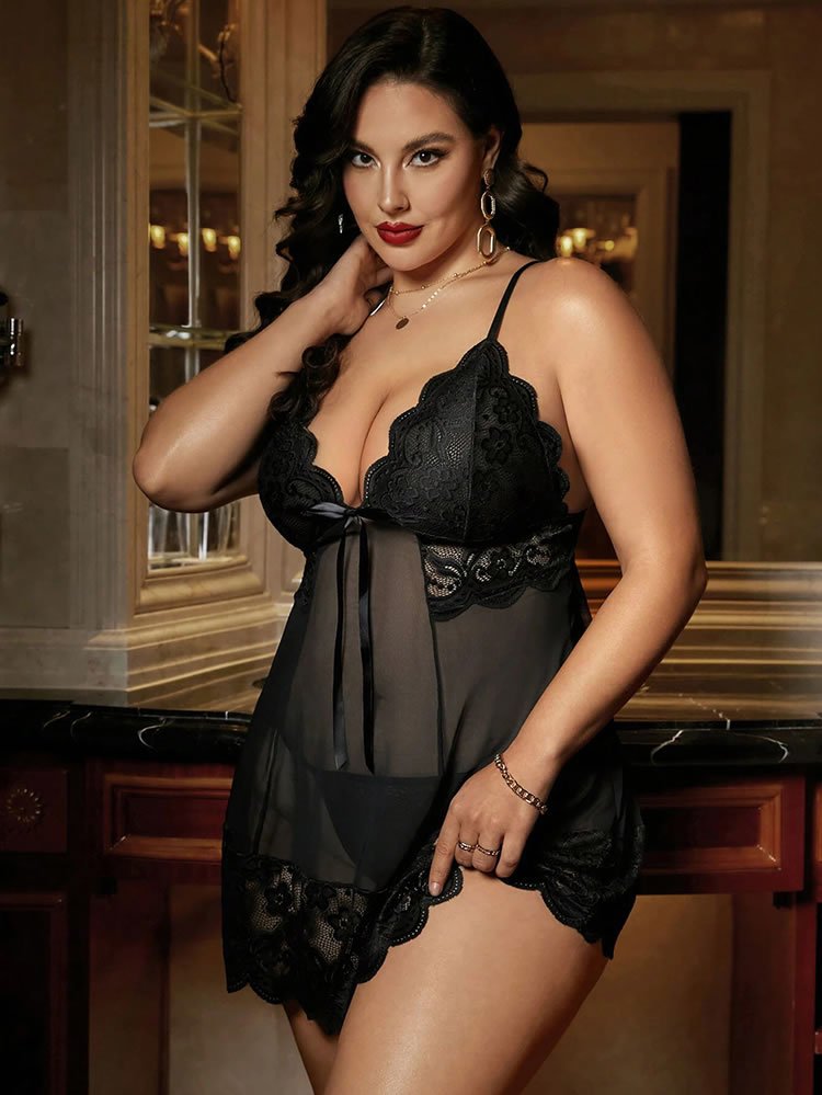 Plus Size Daring Romance Babydoll Set - Late Night Lingerie