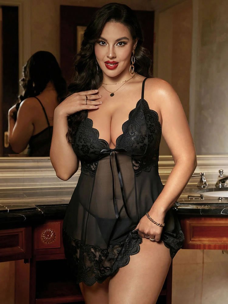 Plus Size Daring Romance Babydoll Set - Late Night Lingerie