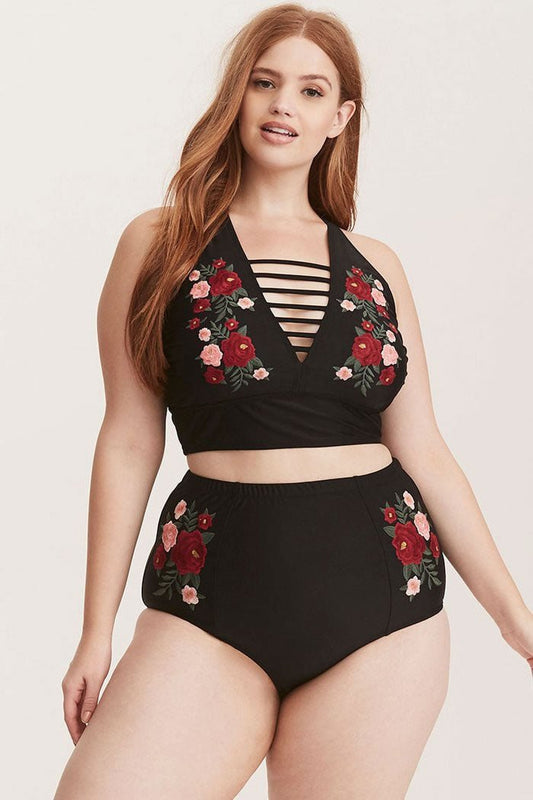 Plus Size Floral High Waisted Bikini Swimsuit - Late Night Lingerie