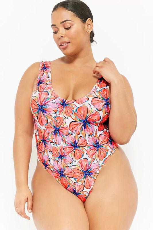 Plus Size Floral Print One Piece - Late Night Lingerie