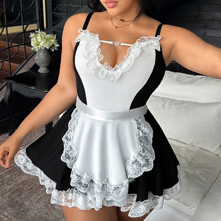 Plus Size French Maid Costume with Apron - Late Night Lingerie