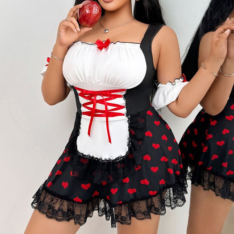 Plus Size Heart Print Lingerie Set - Late Night Lingerie