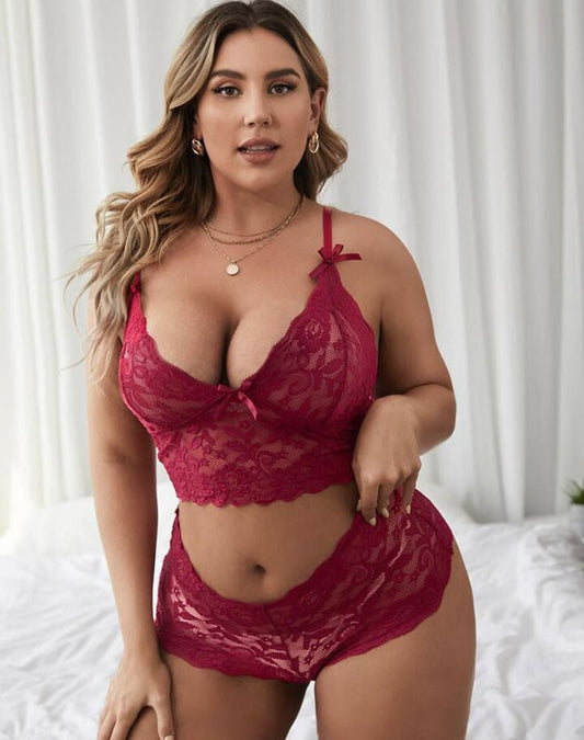 Plus Size Lacy Romance Bra Set - Late Night Lingerie