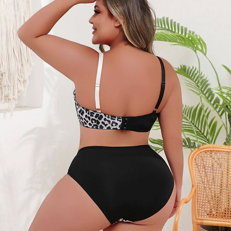 Plus Size Leopard Print Bra and Panty Set - Late Night Lingerie
