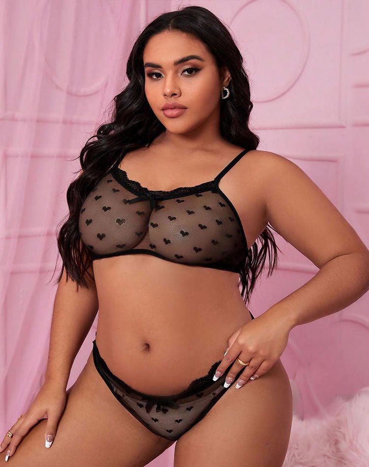 Plus Size Love Affair Mesh Bra Set - Late Night Lingerie