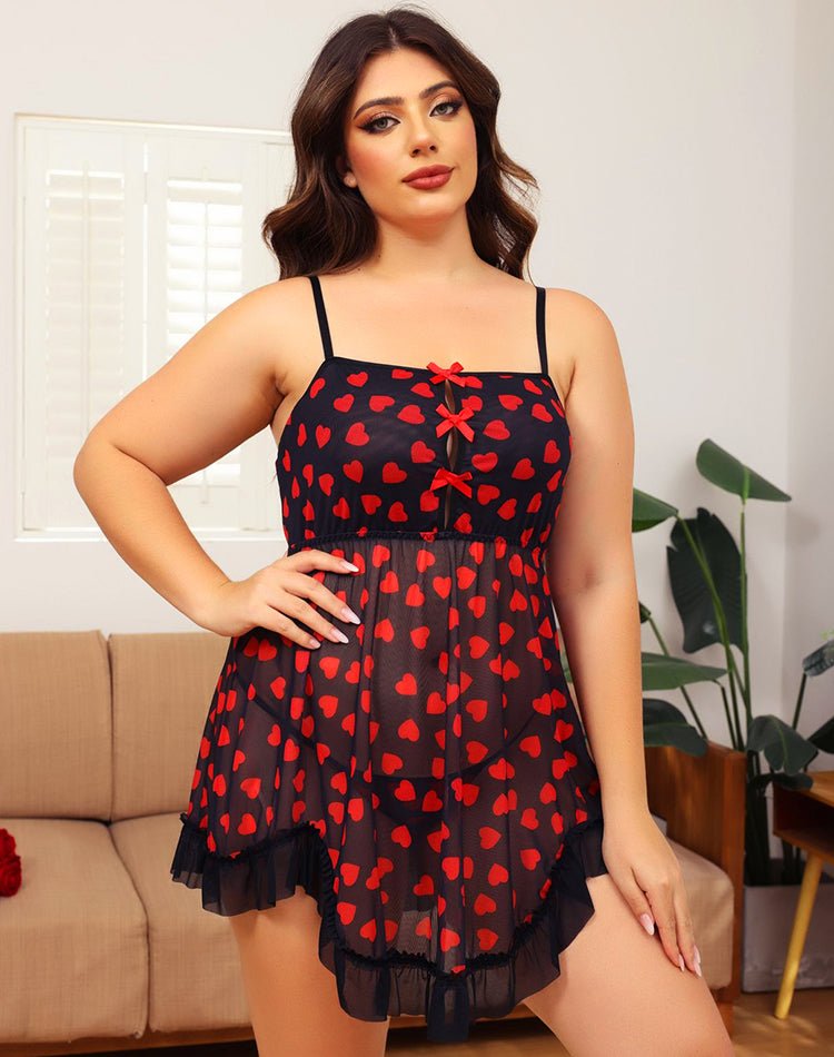 Plus Size Searching For Romance Babydoll Set - Late Night Lingerie